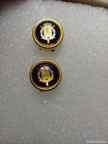 Military Antiques: INSIGNIA COBREBOTONES GEMELOS ESCUDO MONARQUÍA GUARDIA CASA REAL , REY EJERCITO ESPAÑOL